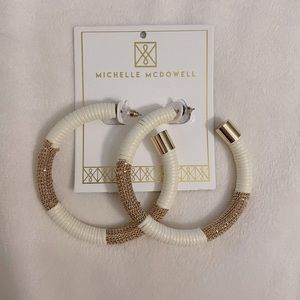 MICHELLE MCDOWELL NWT Gold Cream Ivory “Ethan” wrapped thick hoop earrings